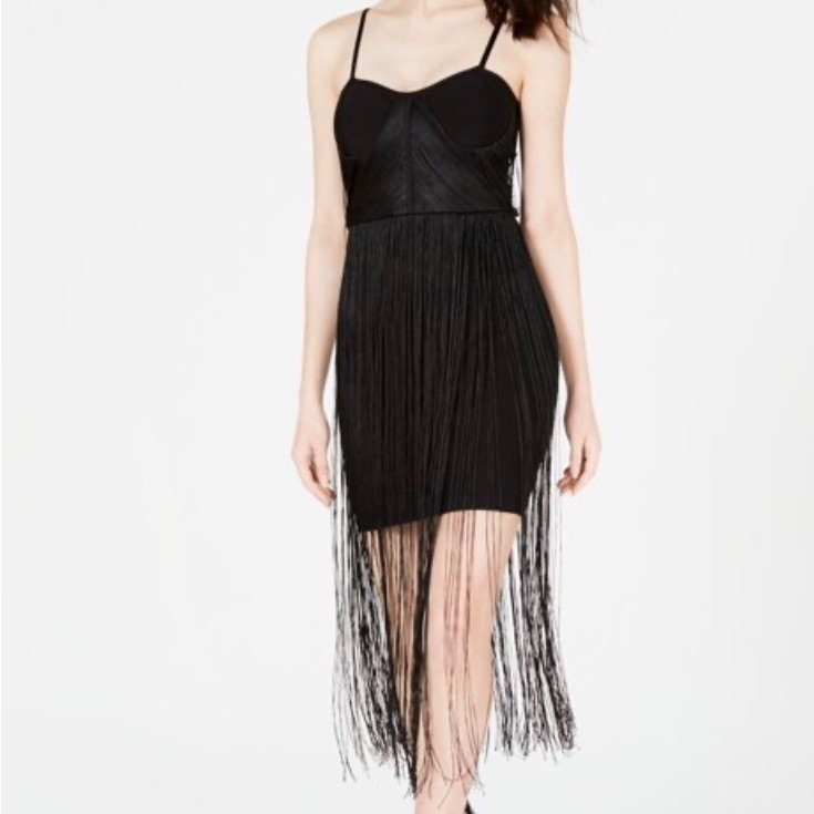 Marciano Women's Fringe Bandage Dress Black Size Large